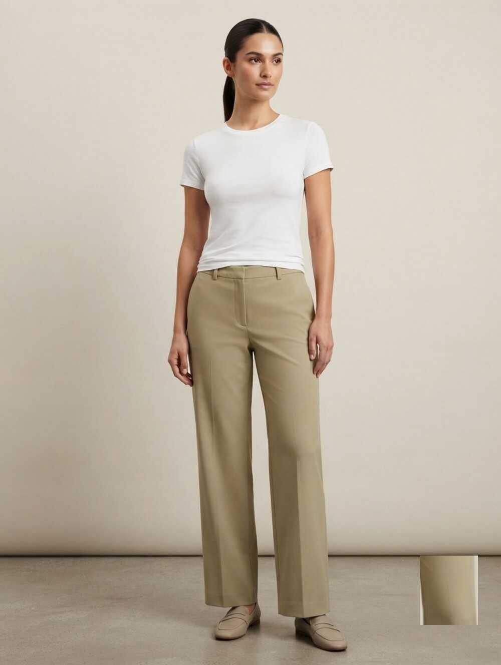 Women's Charter Club Straight Leg Khaki Dress Pants With Pockets Small Petite